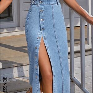Long denim skirt